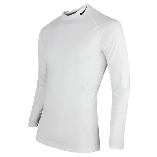 Nike Pro Men's Dri-FIT Fitness Mock-Neck Long-Sleeve Top White