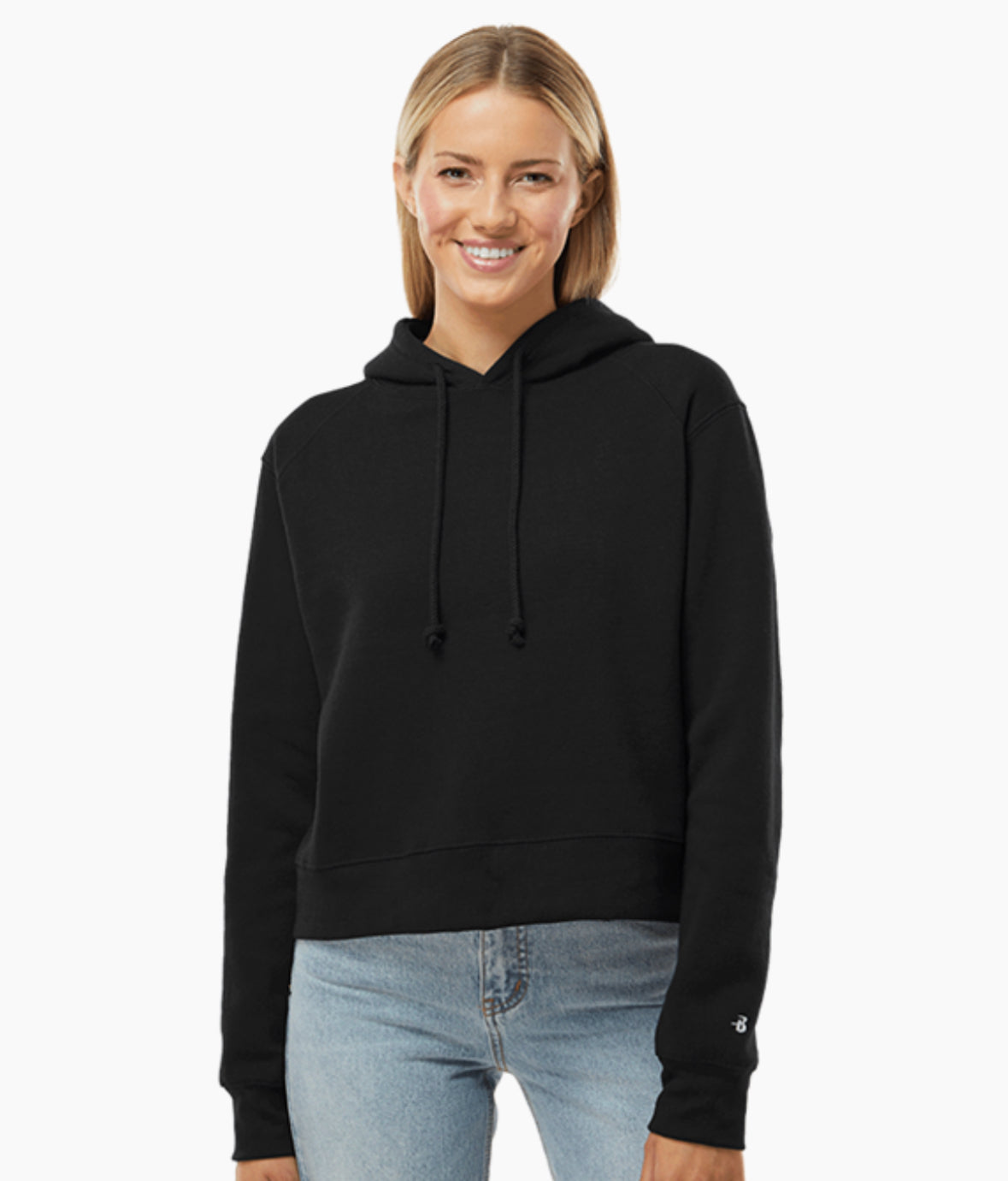 TH24 - Ladies Athletic Fleece Crop Hoodie White