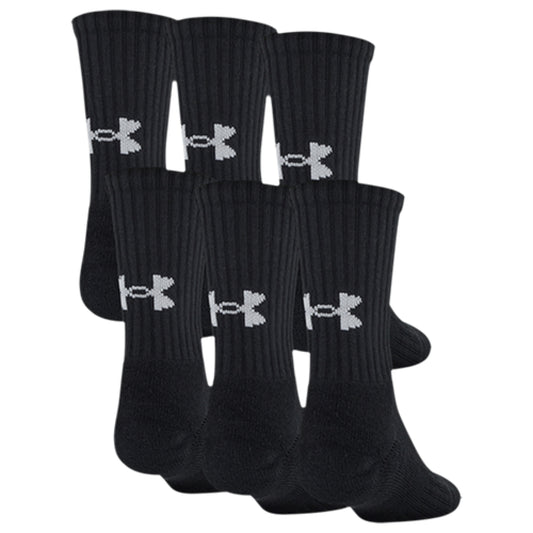 Unisex UA Training Cottom 6-Pack Crew Socks Black/Grey