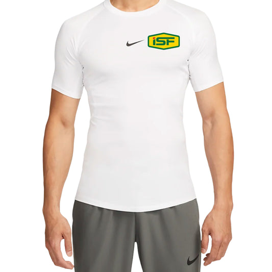 ISF24 - Nike Pro Men's Dri-FIT Tight Short-Sleeve Fitness Top White