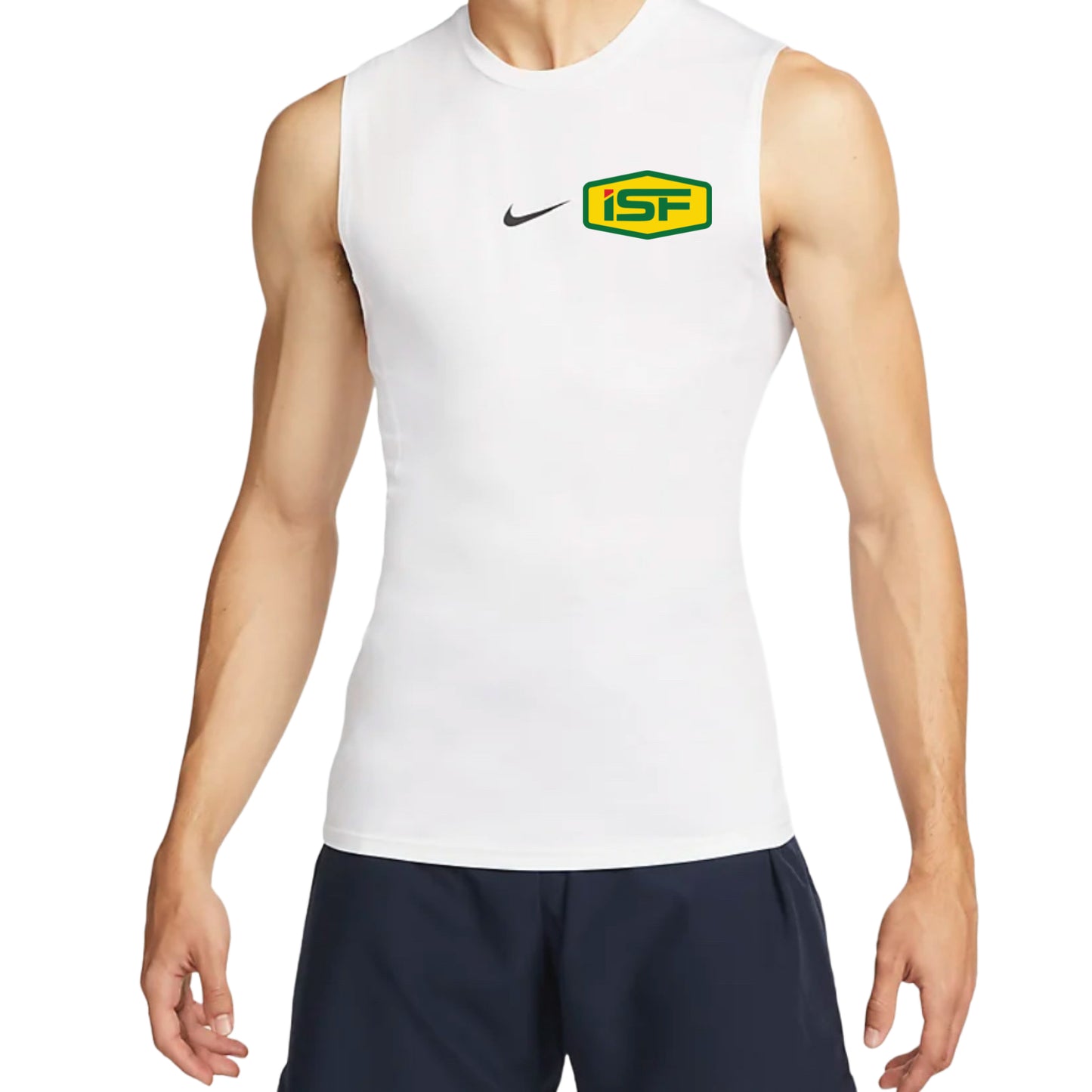 ISF24 - Nike Pro Men's Dri-FIT Tight Sleeveless Fitness Top White