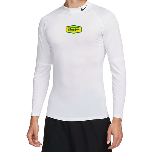 ISF24 - Nike Pro Men's Dri-FIT Fitness Mock-Neck Long-Sleeve Top White